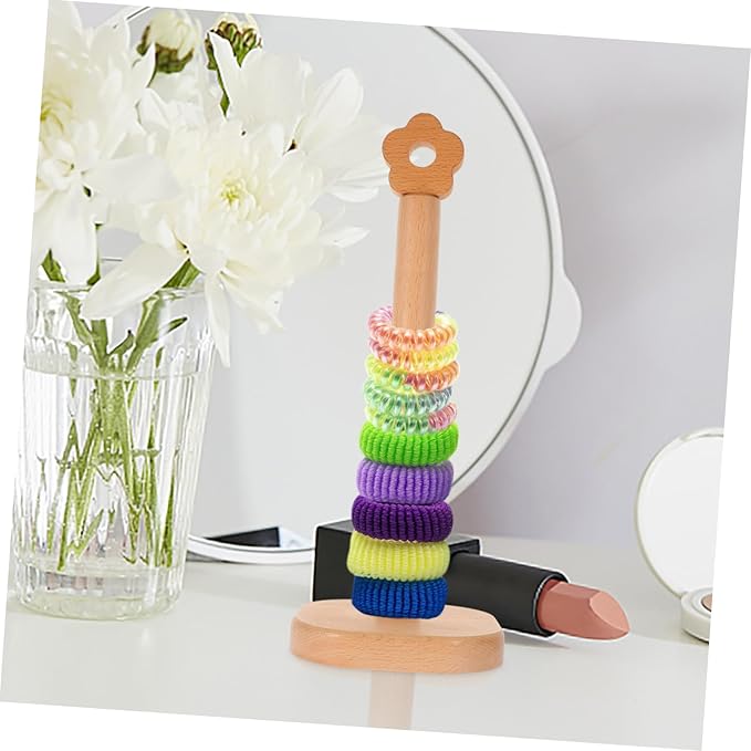Happyyami Hair Accessories Organizer Wooden Hair Tie Holder Tie Organizer Jewelry Display Stand