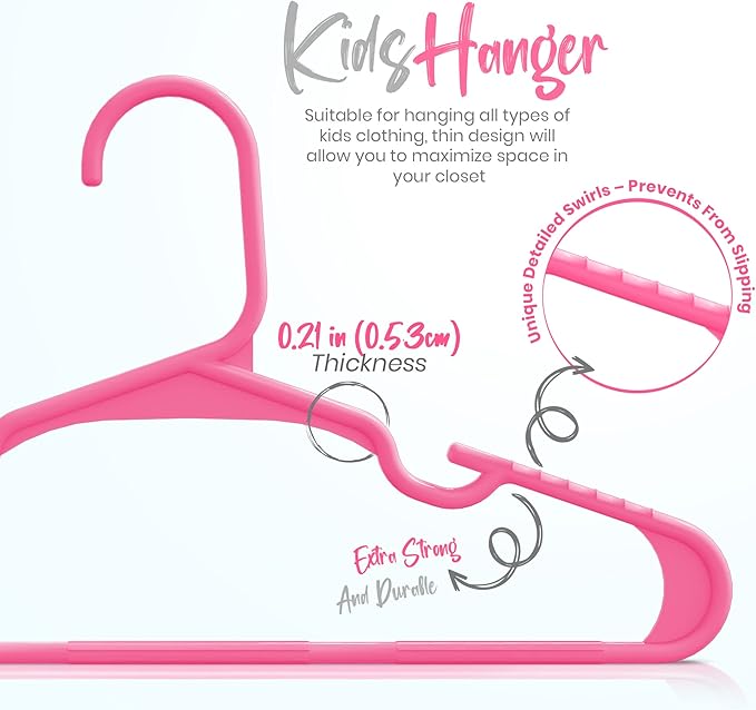 Utopia Home 40 Pack Kids Hangers - 11.5 Inch Plastic Baby Hangers for Closet - Childrens Hanger for Clothes & Infant Hanger for Closet - for Everyday Standard Use (Pink)