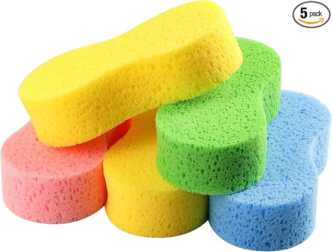 Temede 5-Pack Car Wash Sponges, 9.1" x 4.3" x 2.4" Large Sponges, Extra Thick Foam Kit for All-Purpose Cleaning, Ideal Washing Sponges for Kitchen, Bathroom, Household