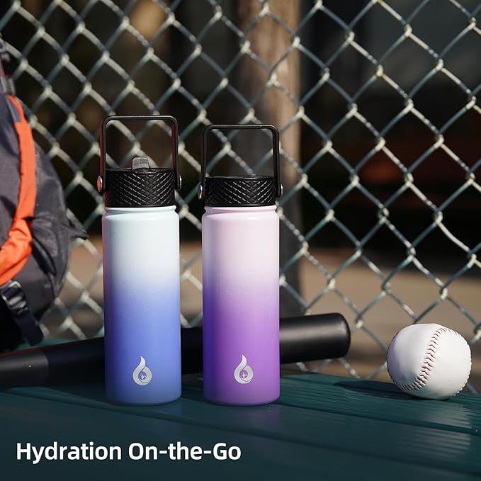 BJPKPK Insulated Water Bottles with Straw Lid, 27oz Stainless Steel Water Bottle with 3 Lids, Leak Proof BPA Free Metal Thermo, Mugs, Tumblers, Keep Cold Hot - White Birch