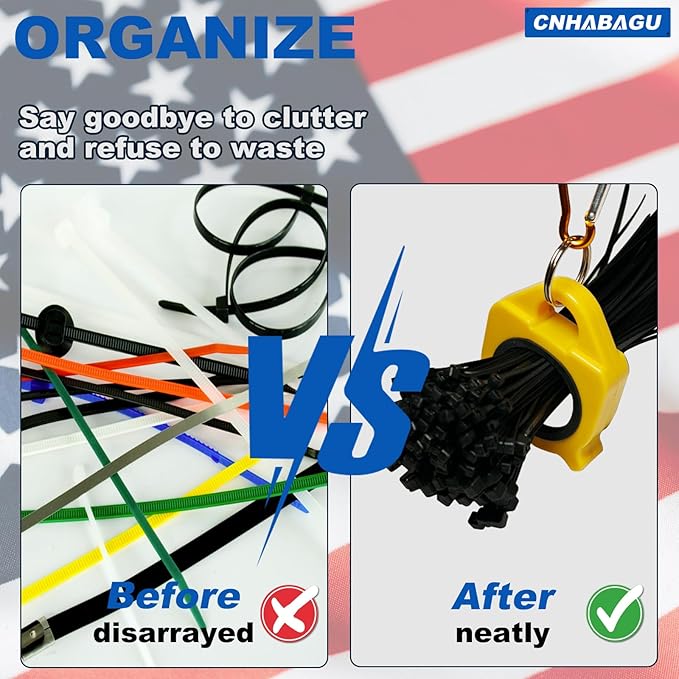 Zip Tie Holder Organizer Cable Tie Organizer Holder for Tool Belt Strong Efficient Solution for Electrician Zip Ties Holder Reusable Portable Safety (Red, 2 Pack)
