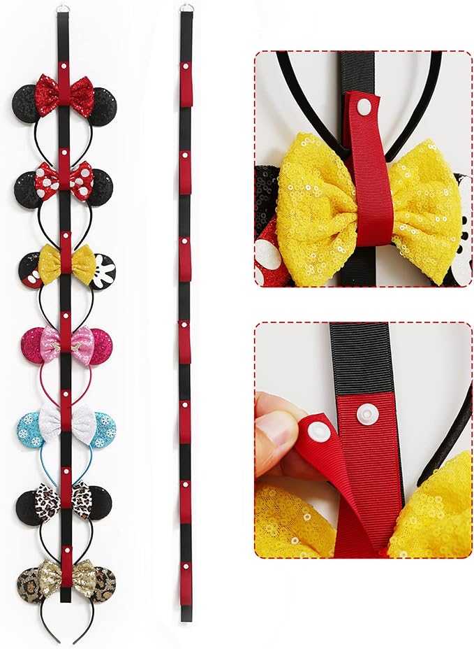 2Pcs Mouse Ears Headband Holder Hanging Wall Display Decor Bow Headpiece Hair Accessories Hanger Organizer
