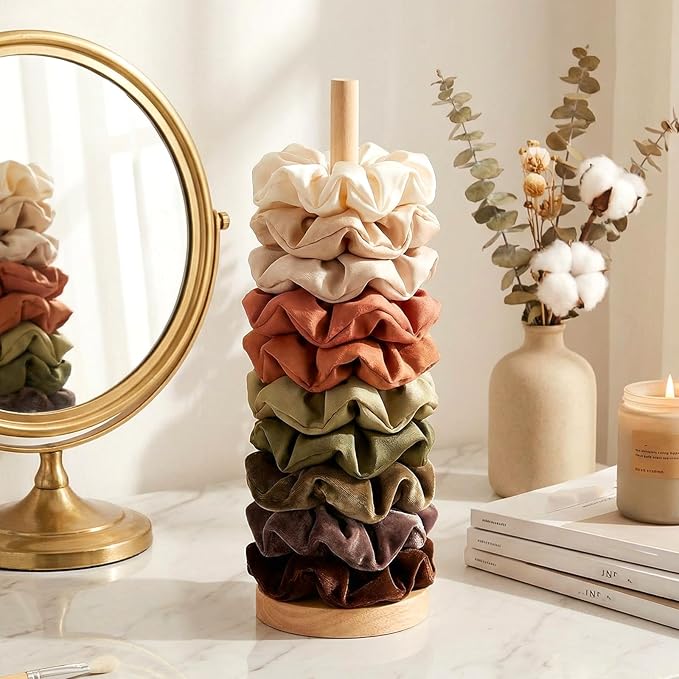 2 Pcs Scrunchie Holder Stand Hair Tie Organizer 15-20 Scrunchies Hair Accessories Organizer Storage Display Modern Vertical Hairs Tie Display for Women Girls Bedroom Decor Bathroom