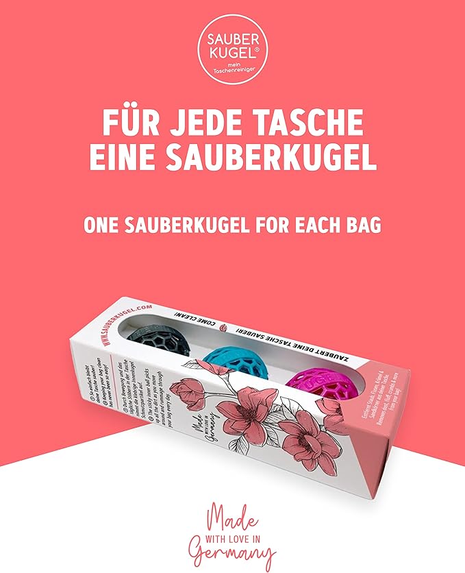 Sauberkugel - The Clean Ball - The clever way of cleaning purses, bags, backpacks and school bags (Springfield Collection)