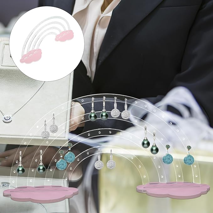 ARTIBETTER Acrylic Earring Holder Stand Rainbow Shape Accessories Organizer Display Rack Jewelry Hanger for Earrings Storage and Display