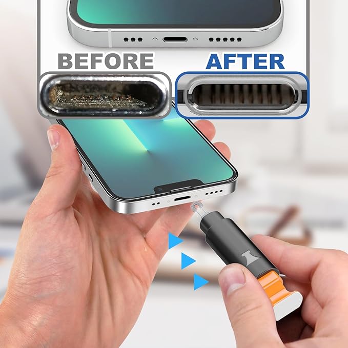Ordilend for iPhone Cleaning Kit for Charging Port Cleaner, Cleaner Kit for AirPod Multi-Tool iPhone Cleaner Repair Lightning Cable for iPad Connector Airpod Speaker Compact Portable with Storage Case