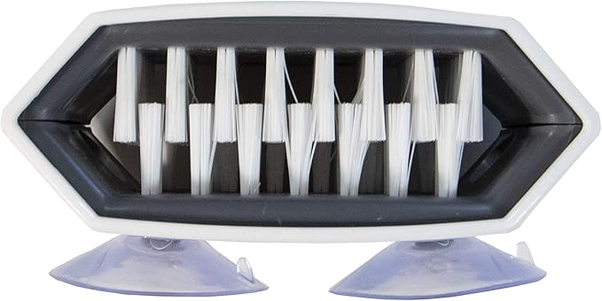 Cutlery Cleaner Brush, Suctioned in-Sink Silverware Scrubber, Non-Scratch Bristles, Easily Clean Utensils and Sharp Knives, Convenient Kitchen Gadget, White