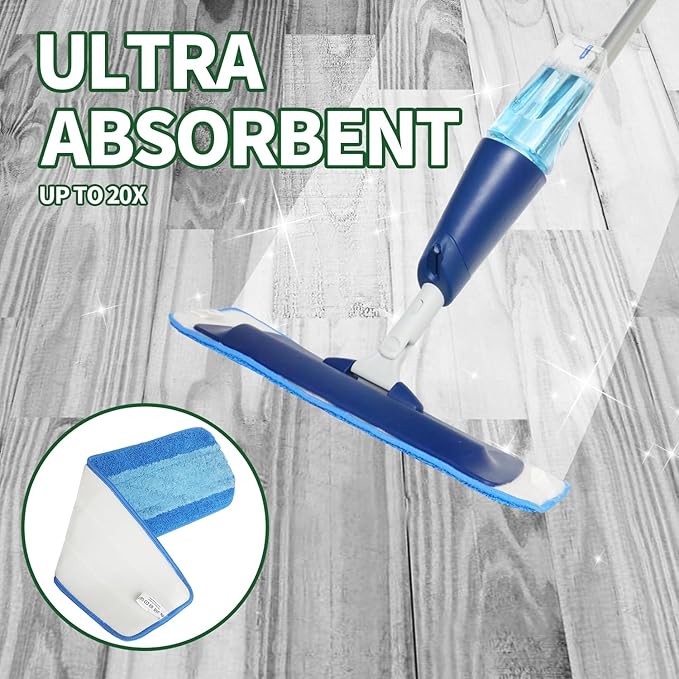 8 Pack Microfiber Cleaning Pads for Bona Mop, Reusable Microfiber Mop Pads for 18 Inch Mop, Hardwood & Hard Surface Floors Replacement Cleaning Mop Pads, Machine Washes