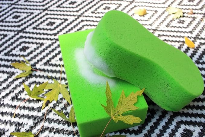 Multi-Purpose Sponges for Cleaning - Lime Green 4 Pack, Large Sponges for Car Washing, Tile & Grout, All Purpose Cleaning