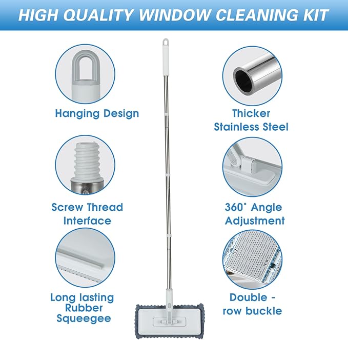 Disposable Dust Mop with 3 Shiny Cleaning Wipe Cloths, 360°Spin No Wash Mop, 4Ft Extension Pole Snap Grip Mini Mop -Automatic Cloth Changing, Small Disposable Dust Mop Set for Tile, Floor and Wall