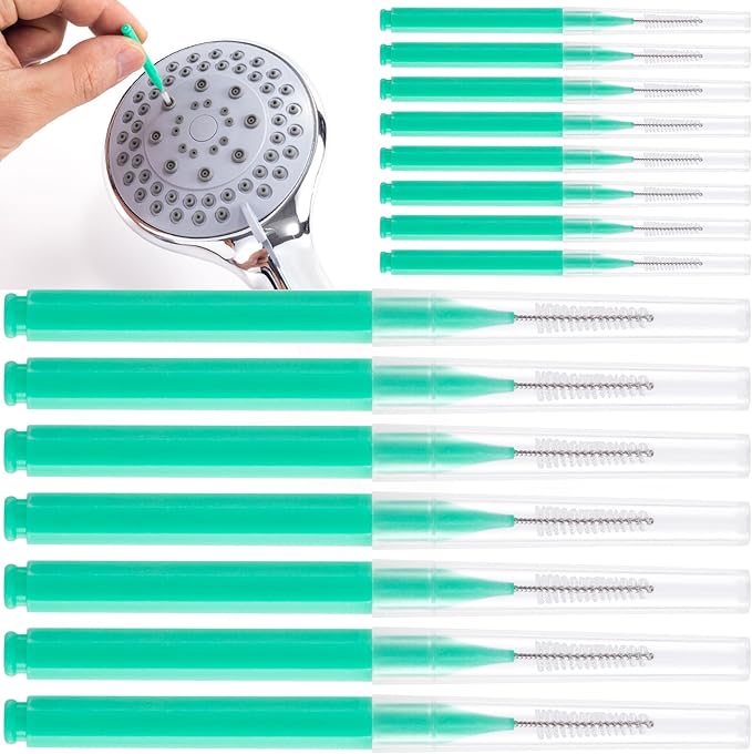 15pcs Shower Head Cleaning Brushes, Picks, Small Hole Gap Showerhead Cleaner Picks, Anti Clogging Green Shower Nozzle Household Tool for Bathroom Crevice