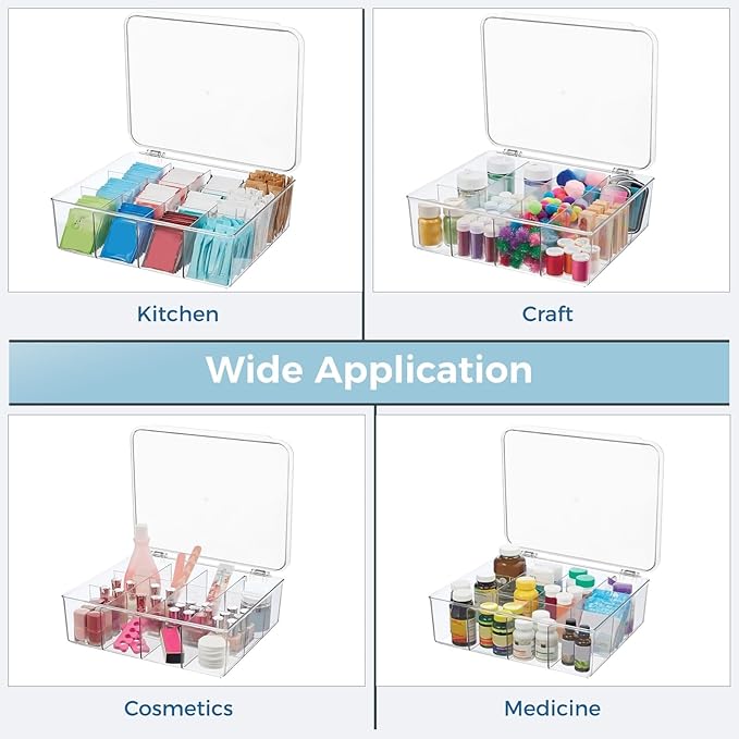 Varku Tie Organizer Box, 12-Cell Clear Tie Rack Organizer, Stackable Tie Display Rack, Drawer Closet Storage Bin with Lid, Storage Box for Ties (12 Grids)