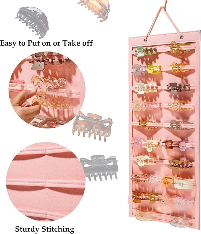 Hanging Claw Clip Organizer for Women Large Capacity Hair Bows Holder Hair Accessories Storage for Sunglasses, Hair Clips, Jewelry, Headbands, Claw Clips Organizer
