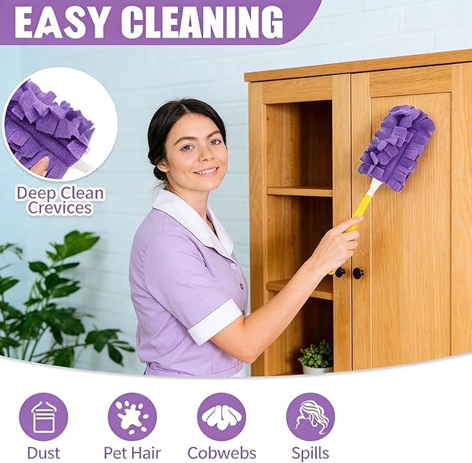 Reusable Duster Refill, Upgrade Duster Refill Reusable Fleece Dusters Refills Feather Flat Dusters Multi Surface Washable Cleaning Pads Tools for Home, Blinds, Car, Furniture, Fans (2set)