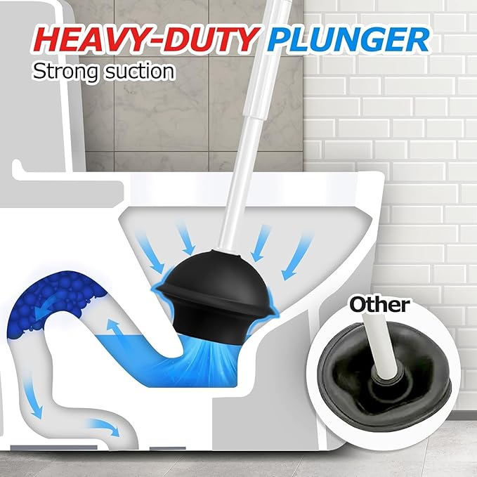3 in 1 Toilet Brush and Plunger Set,Toilet Bowl Brush Plunger Set,Toilet Brush Plunger Combo,Cleaning Brush,Cleaning Supplies, Crevice Cleaning Brush, Bathroom Cleaning Tools, White