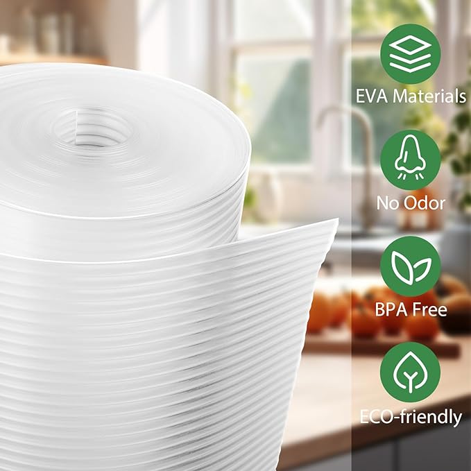 Anoak Shelf Liner Cabinet Liner, Non Adhesive Drawer Liner, Washable 17.5 Inch x 20 FT(240 Inch) x 2Rolls Waterproof Durable Non-Slip Shelf Liner for Kitchen, Drawer, Refrigerator Stripe Clear