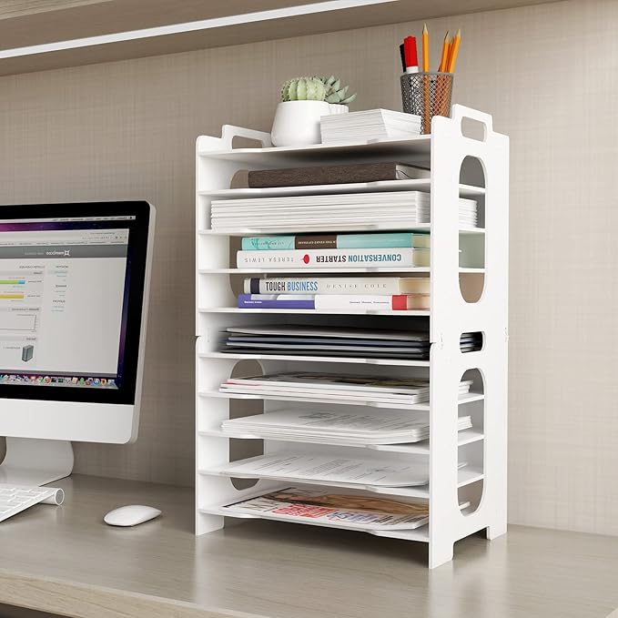 Natwind Office Paper Organizer for Desk Desktop Organizer File Holder Office Desk Organizer Letter Tray & Paper Holder Document Storage Rack for Home Office School 10-Tier