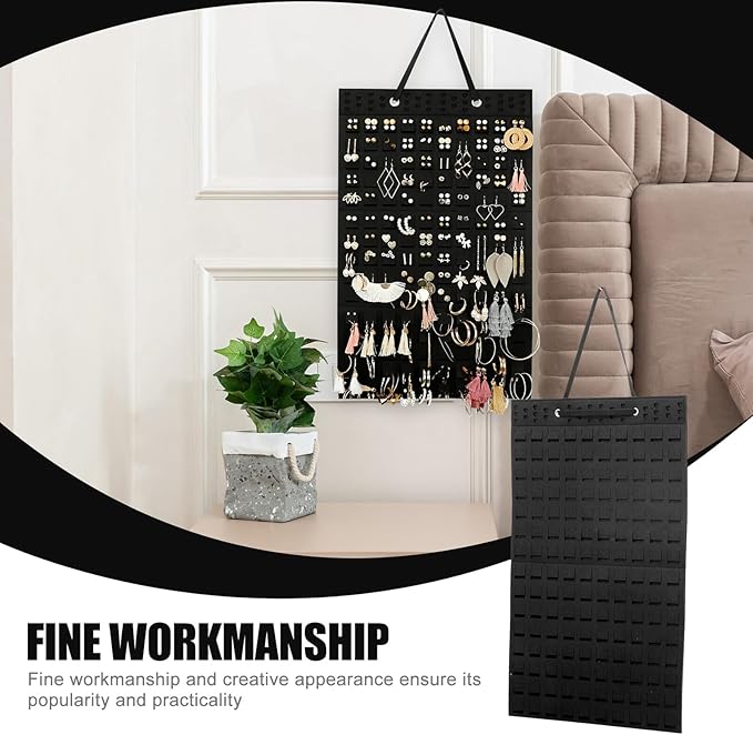 NUOBESTY Hanging Jewelry Organizer Bag Thick Felt Storage Holder for Earrings Necklaces Bracelets Home Jewelry Display and Personal Accessories Organizer