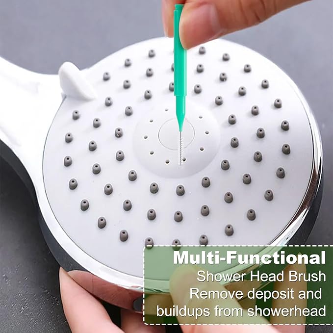 15pcs Shower Head Cleaning Brushes, Picks, Small Hole Gap Showerhead Cleaner Picks, Anti Clogging Green Shower Nozzle Household Tool for Bathroom Crevice