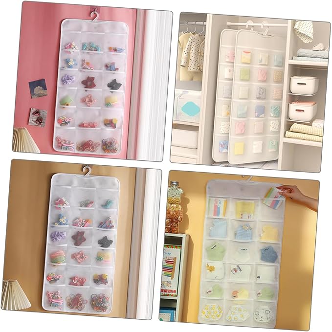 Vertical Hanging Hair Accessory Organizer Boys and Girls Headband Storage Hanger Wall Pouch for Hair Bow Holder Clips
