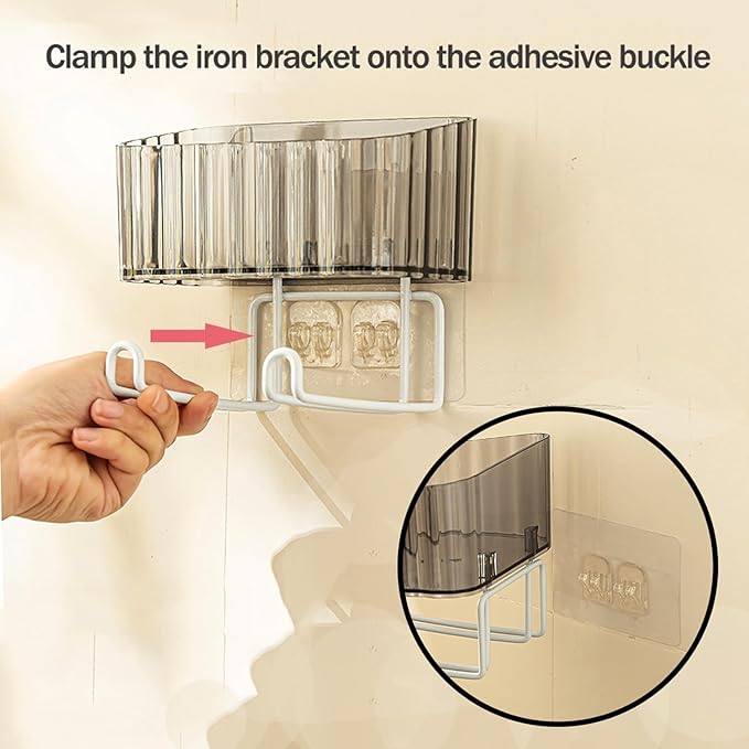 MORNITE Adhesive Clear Hanging Headband Organizer Wall, Makeup Storage Box with Brackets Rack Caddy for Hair Headband Jewelry Clips Pins Rings