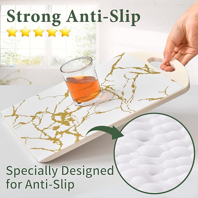 Drawer and Shelf Liner for Kitchen Cabinet Non Slip Waterproof Shelf Paper 12 in X 20 Ft Non Adhesive Refrigerator Liners Gold White Marble Easy Liners for Bathroom Cupboard
