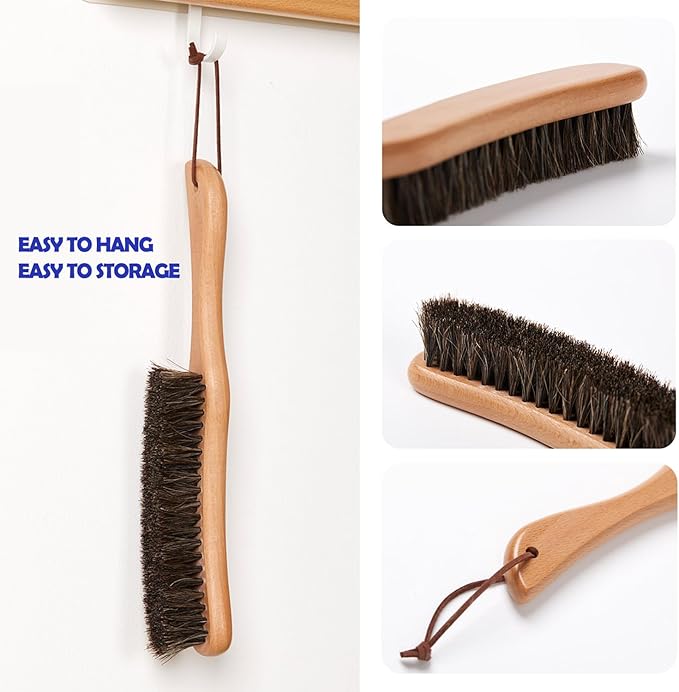 Cleaning Brush for Bread Proofing Baskets/Countertops/Wood Pulp Banneton/Proofing Cloth,Horse Hair Brush for Cleaning Flour,Natural Wood Handle,Banneton Brush,Hang Hole Design