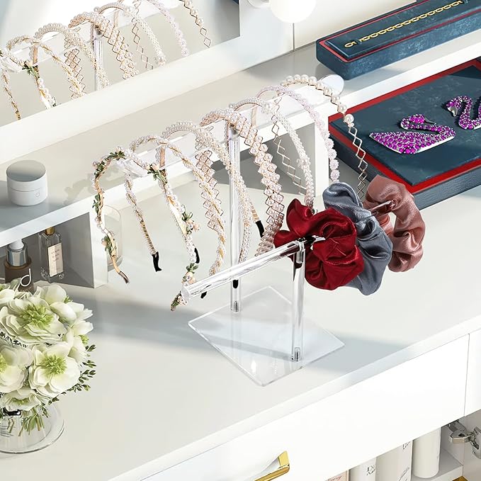 Headband Holder Scrunchie Holders Acrylic, Clear Hair Ties Stand Organizer, Headband Display Stand, Scrunchie Storage Organizers, Hair Accessories Organizer for Women and Girls