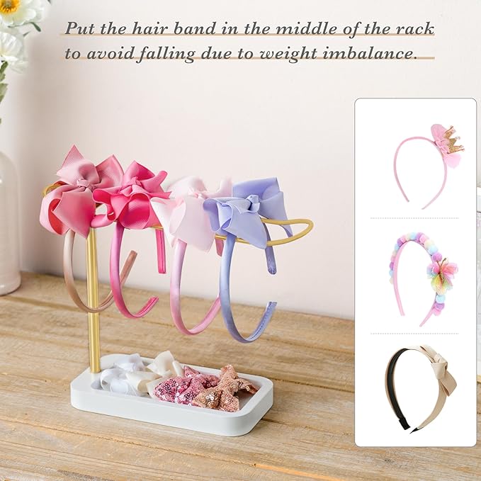 Mkono Moon Phase Wall Hanging Boho Aesthetic Room Decor and Headband Holder Headband Organizer Metal Headband Storage Headband Stand Rack for Claw Clip and Scrunchie Hair Accessories Organizer