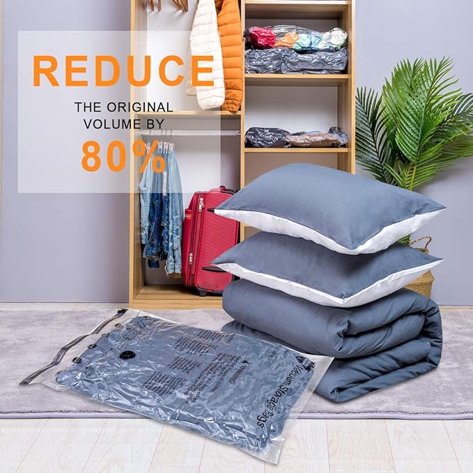 GONGSHI Vacuum Storage Bags, Space Saver Seal Bags For Clothing, Blankets, Comforters, Pillows, Clothes Storage,Travel Luggage.10 Jumbo