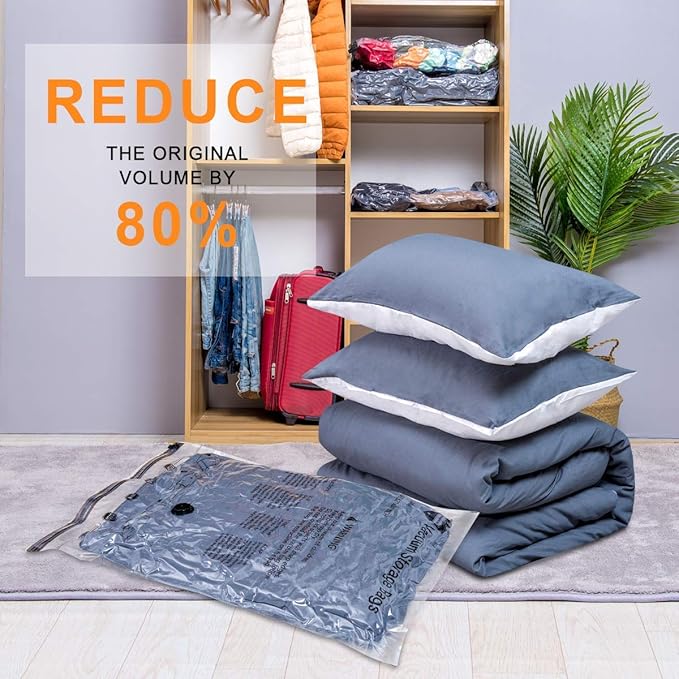 GONGSHI Vacuum Storage Bags, Space Saver Seal Bags For Clothing, Blankets, Comforters, Pillows, Clothes Storage,Travel Luggage.5 M 5 S