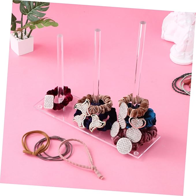 2Pcs Clear Hair Accessories Organizer Stand Scrunchie Holder for Hair Ties and Bracelets Efficient Storage for Vanity and Bathroom Counter Easy to Clean Design