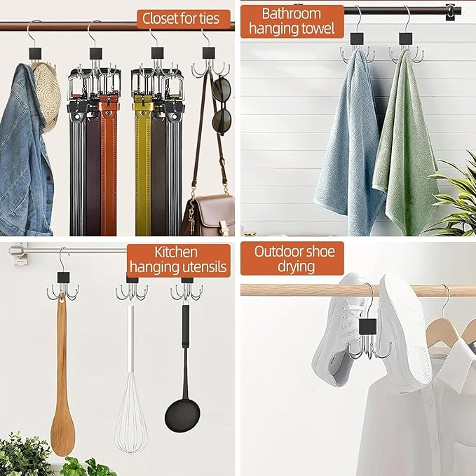 Belt Hanger for Closet Multi-Purpose 360° Rotatable Tank Top Hanger Tie Organizer for Closet Purse Holder for Closets Space-Saving Storage for Belt Bra Hat Tank Top Tie Scarf Purse (1PCS)