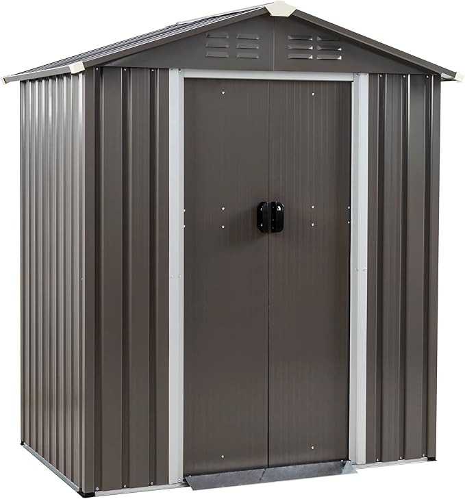 Shintenchi 5x3 FT Outdoor Storage Shed with Window, Lockable Outdoor Waterproof Tool Storage Sheds, Weather Resistant Tool Storage House Shed for Garden, Backyard, Patio Utility Tool Storage,Dark Gray