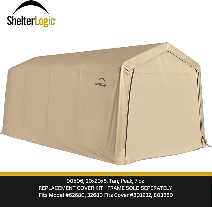 Replacement Cover Kit AutoShelter 10 x 20 ft. for Model 62680, 32680, Tan, 7.5oz, Cover Only, Frame Not Included