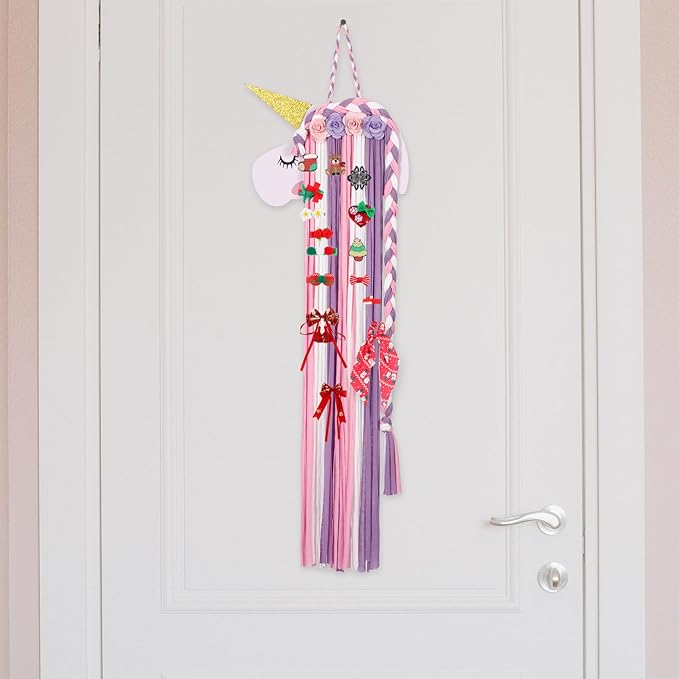 Unicorn Hairbow Holder and Hairclip Hanger - Hair Clips Headband Organizer Wall Hanging Decor