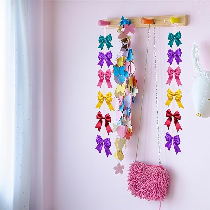 NICENEEDED 8Pcs 96cm Long Bow Holders, Hair Bows Organizer Headband Hair Accessories Organizer, Display Wall Hanging for Decors