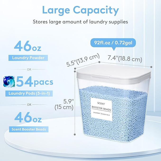 Lifewit Laundry Pods Container with Pop-up Lid, Detergent Dispenser, Dryer Sheet Holder, Laundry Room Organization Storage Jars for Washing Powder, Soap, Scent Booster Beads,0.72gal, 5 Pcs