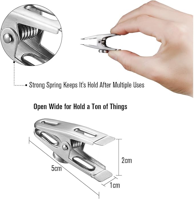 Magnetic Chip Bag Clips for Fridge, 12 Pack Heavy Duty Fridge Magnet with Strong Neodymium, Food Storage & Office Photo Calendar Holders