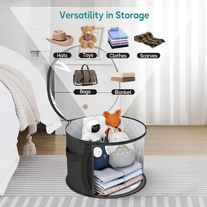 AOODA Oversized Clear Hat Storage Bag for Women, Holds up to 7 Caps Cowboy Hat Organizer for Closet, Wide Brims Hat Case with Carrying Handles (Black)