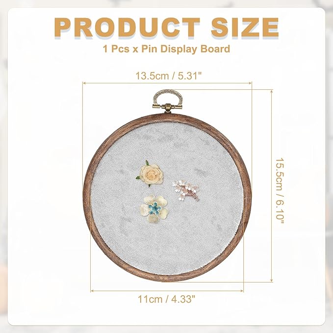 uxcell Round Pin Display Board, Velvet Wall Hanging Brooch Jewelry Display Stand Storage Holder for Enamel Pins Badges Brooches Jewelry, Silver Gray