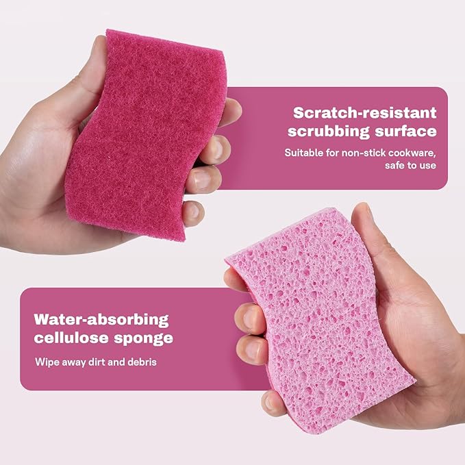 Gentle Clean Delicate Scrub Sponges, Safe for Fine China, Glass & Nonstick Pans, Dual-Sided Gentle Cleaning, 9-Pack in Resealable Pouches
