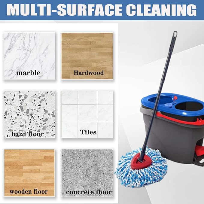 3-Pack Spin Mop Replacement Head for O-Ceda RinseClean Spin Mop Refill 2-Tank System Microfiber Deep Cleaning Machine Washable and Easy-to-Replace
