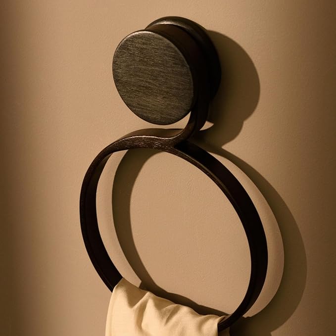GUDEE CAKON Bamboo Circle Hanger Scarf Rack, Stylish and Durable Organizer for Scarves and Accessories (Brown)