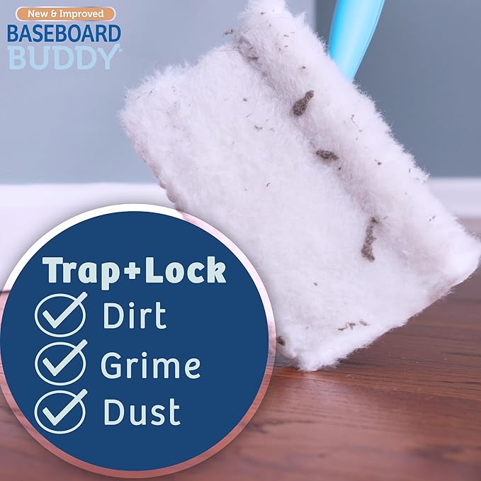 Baseboard Buddy 20-Pack Replacement Pads | Reusable Cleaning Pads for Wet & Dry Use | Trap Dust, Dirt & Pet Hair | Mop Pad Refills for Baseboards, Trim, Molding & More