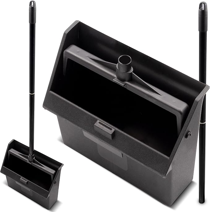 SPARTA Plastic Dust Pan, Upright Pan With 2 Piece Handle For Cleaning, 11 X 12 X 3.5 Inches, Black