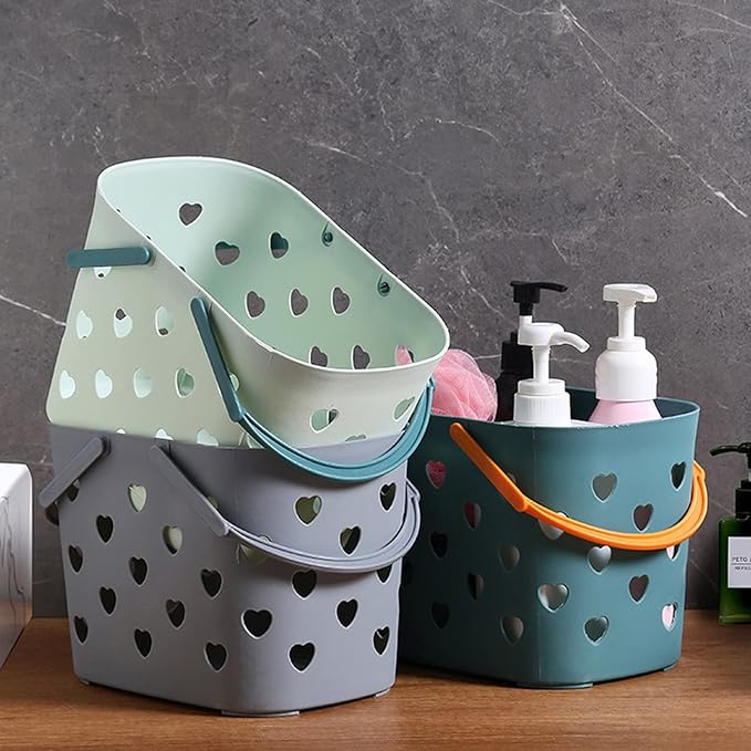 Anyoifax Portable Shower Caddy Tote Plastic Storage Basket with Handle Box Organizer Bin for Bathroom, Pantry, Kitchen, College Dorm, Garage - Blue