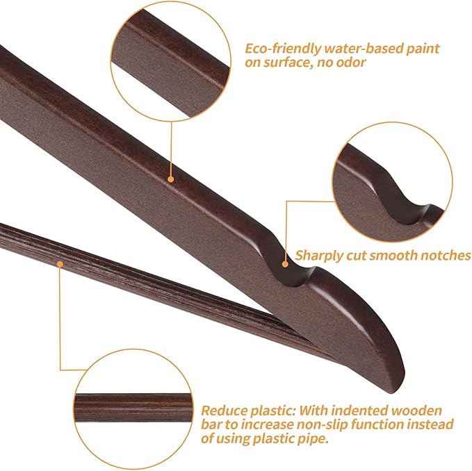 Amazon Basics Wood Suit Clothes Hangers for Closet Organizer, Cherry, 30-Pack