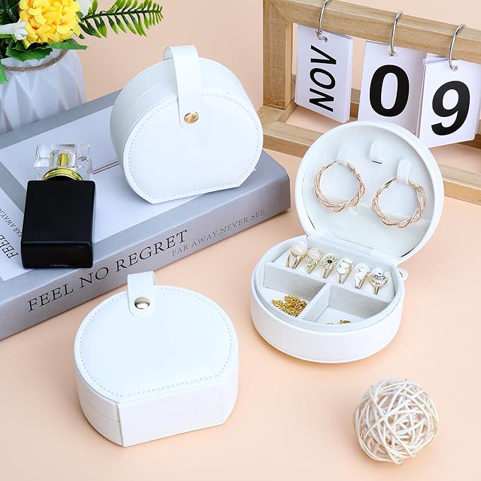 SIBAO 8 Pcs Leather Travel Jewelry Case,Small Portable Jewelry Organizer Box with handle, Gift for Necklace,Bracelet,Earrings,Earrings