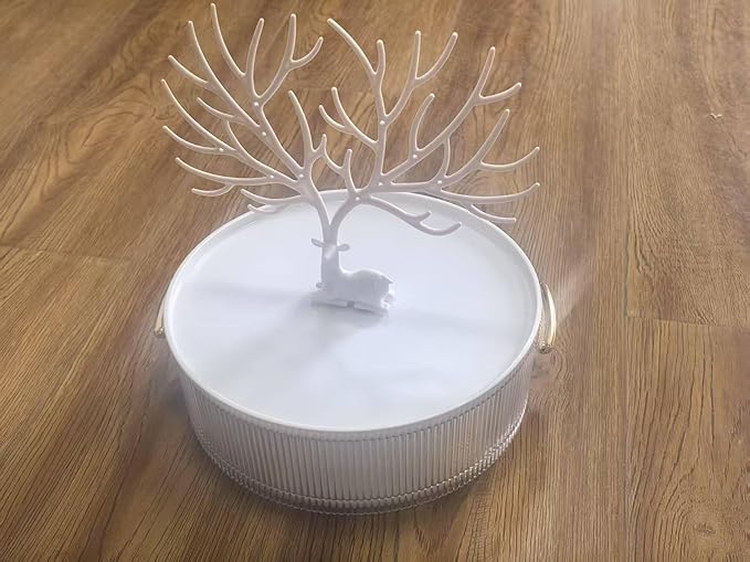 Antler Jewelry Box, Striped Rotating Storage Box. The antlers can hang earrings, ear studs, bracelets, keys, etc.